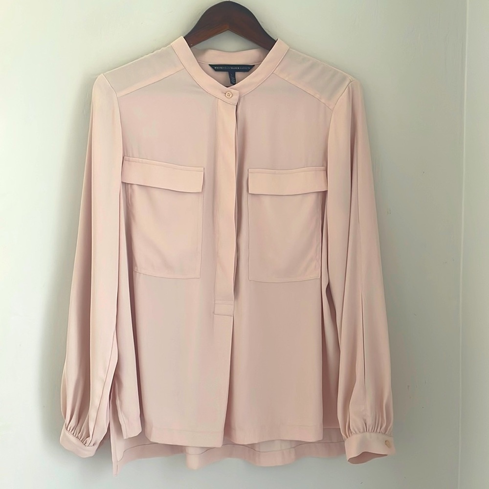 White House Black Market Blouse Women’s Size Large Pale Pink Pop Over